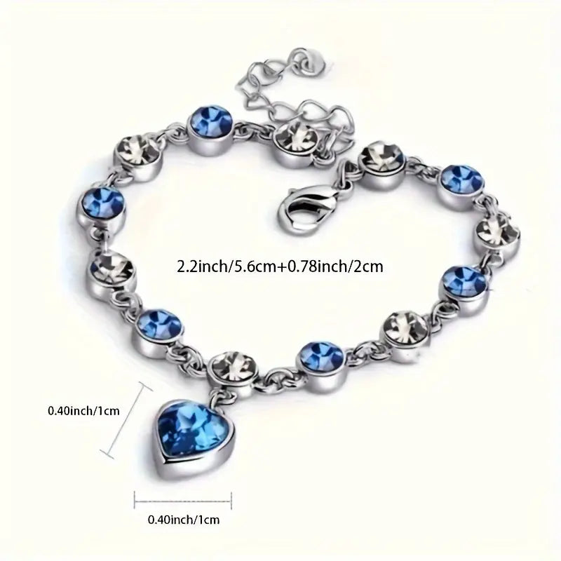 Amazing Ocean Heart Girl Rhinestone Bracelet