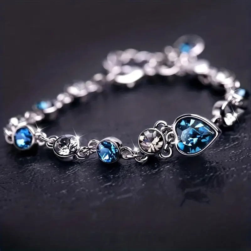 Amazing Ocean Heart Girl Rhinestone Bracelet