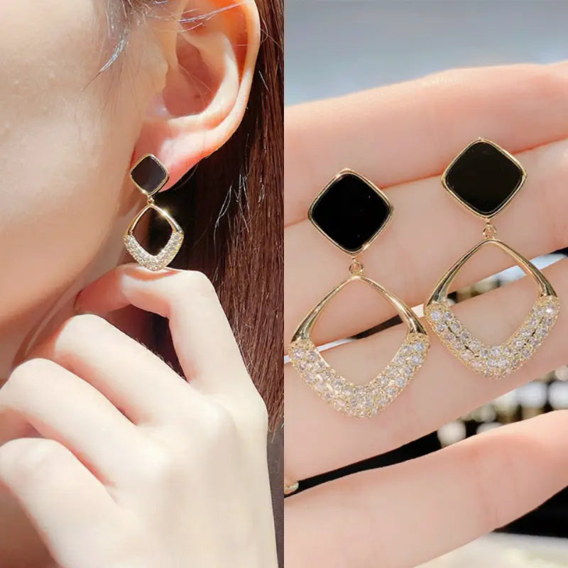 Vintage Oil Drop Square Shape Earrings