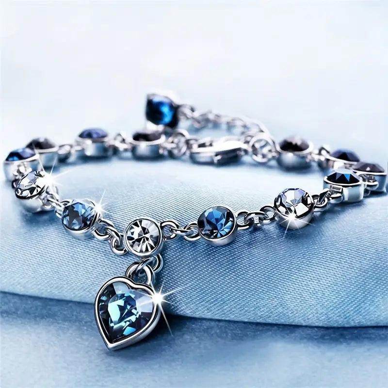 Amazing Ocean Heart Girl Rhinestone Bracelet