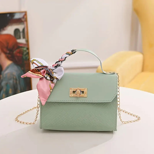 Chic Mini Crossbody Bag with Scarf Chain Strap