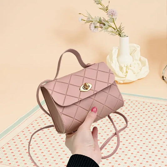 Embossed Geometric Buckle Small Square Bag