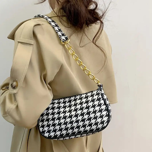 Women's Fashion Houndstooth Crossbody Bag