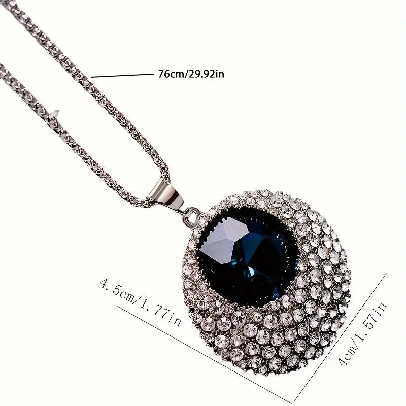 Elegant Crystal Round Sweater Chain