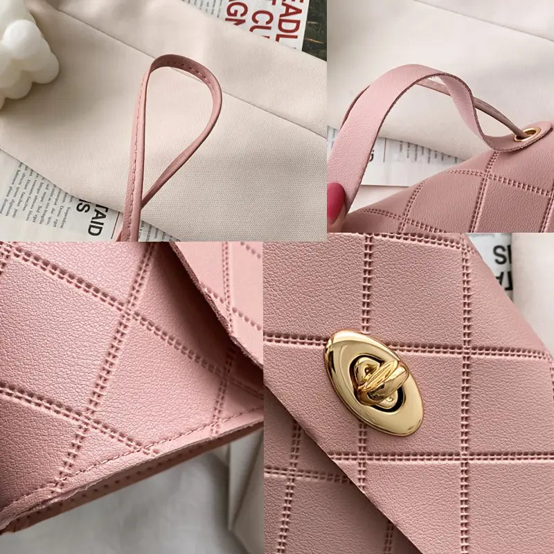 Embossed Geometric Buckle Small Square Bag