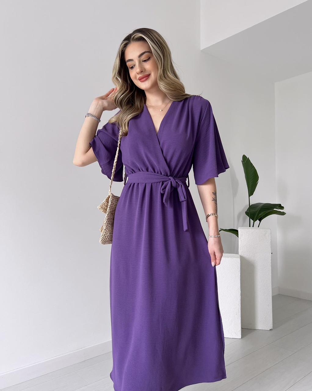 Batwing Sleeve Self Belted Dress