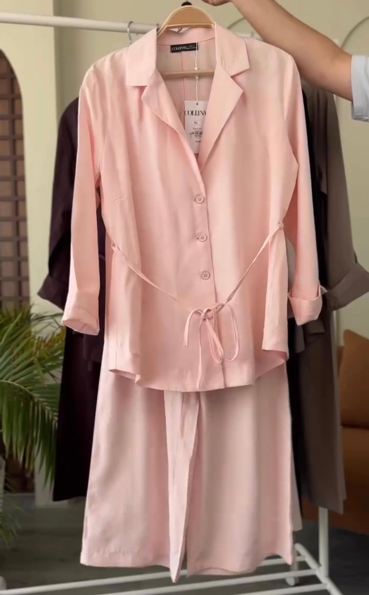 Women Coat Collar Shirt & Trouser Set