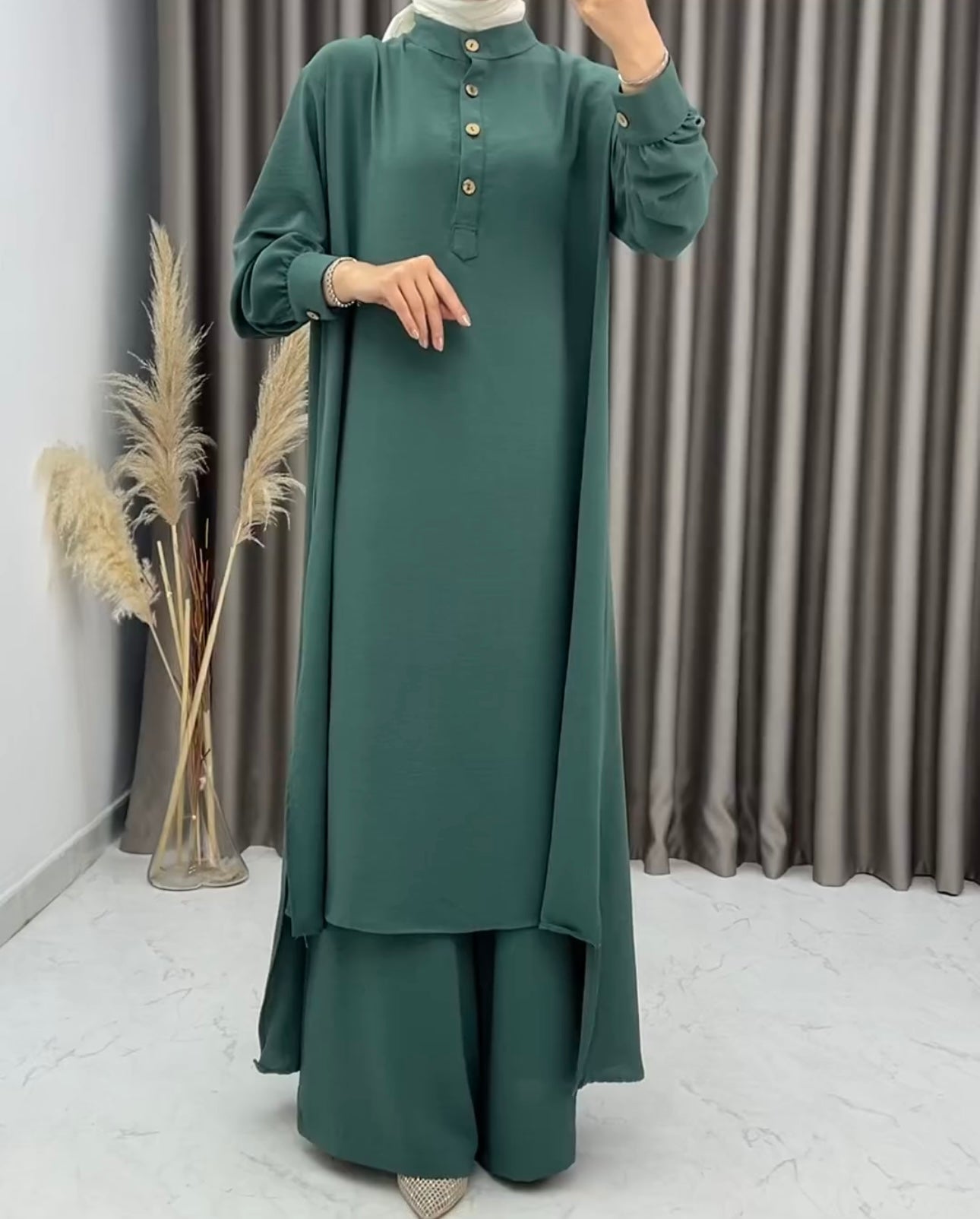 Women's Long Shirt & Loose Trouser Set