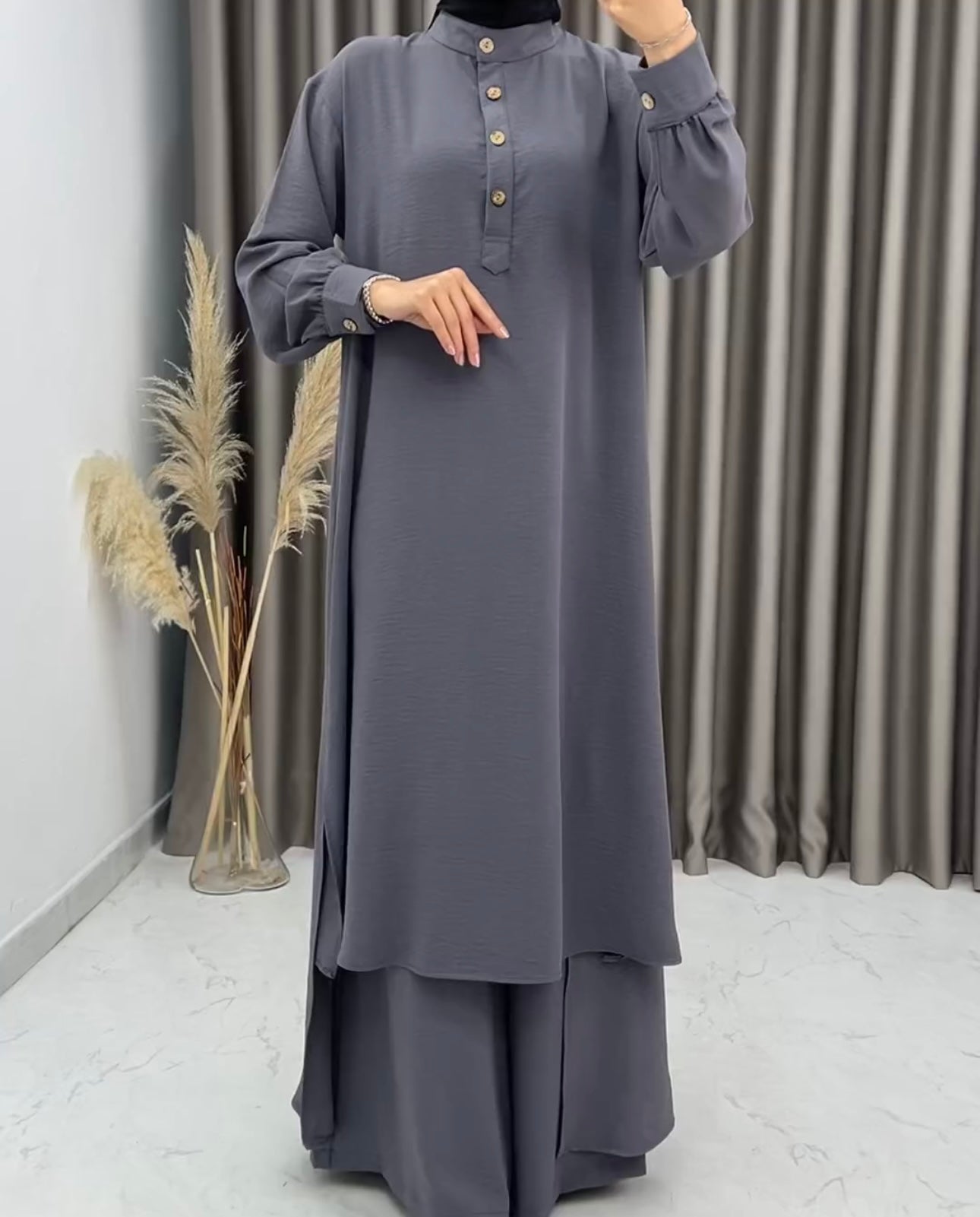 Women's Long Shirt & Loose Trouser Set