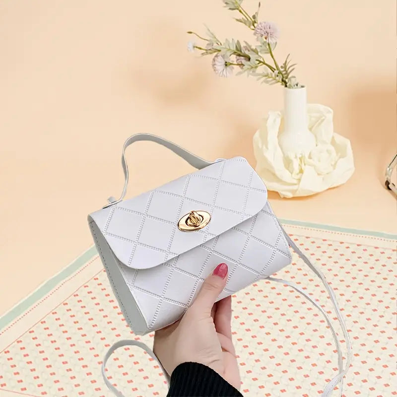 Embossed Geometric Buckle Small Square Bag