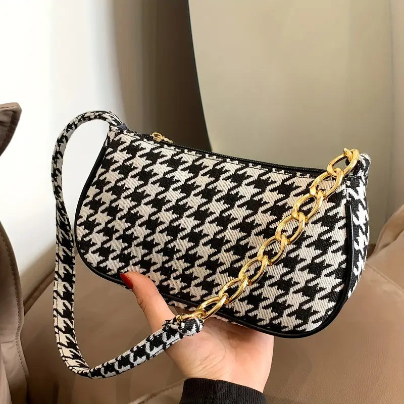 Women's Fashion Houndstooth Crossbody Bag